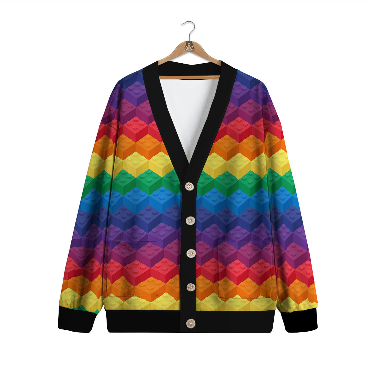 Plastic Blocks Building Print Pattern Cardigan-grizzshop