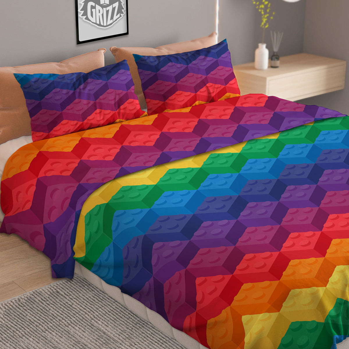Plastic Blocks Building Print Pattern Duvet Cover Bedding Set-grizzshop
