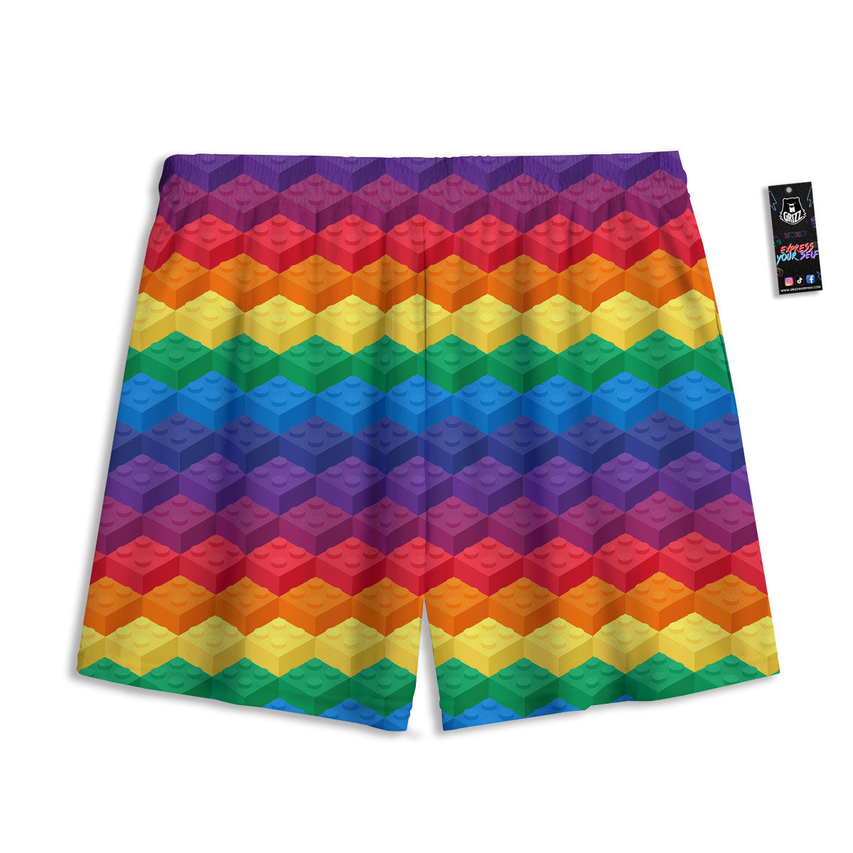 Plastic Blocks Building Print Pattern Mesh Shorts-grizzshop