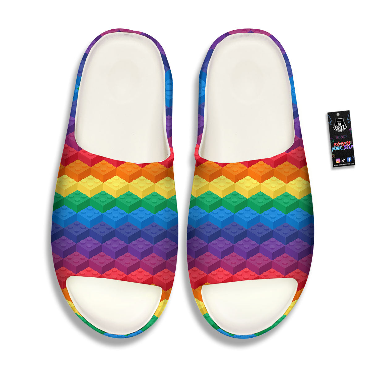 Plastic Blocks Building Print Pattern Sandals-grizzshop