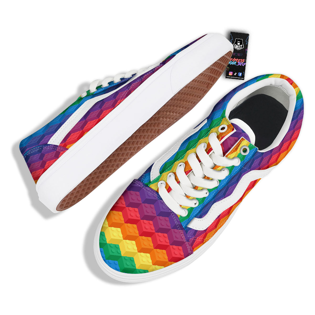 Plastic Blocks Building Print Pattern Skate Shoes-grizzshop