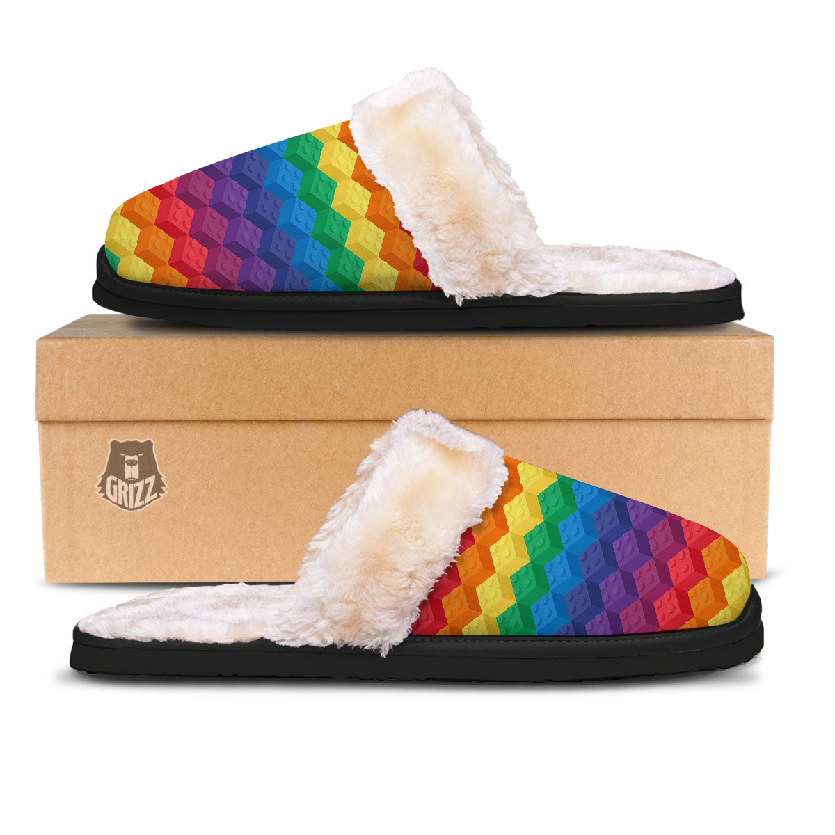 Plastic Blocks Building Print Pattern Slippers-grizzshop