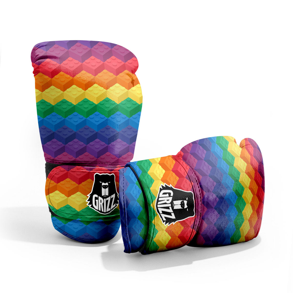 Plastic Blocks Building Print Pattern Sparring Gloves-grizzshop
