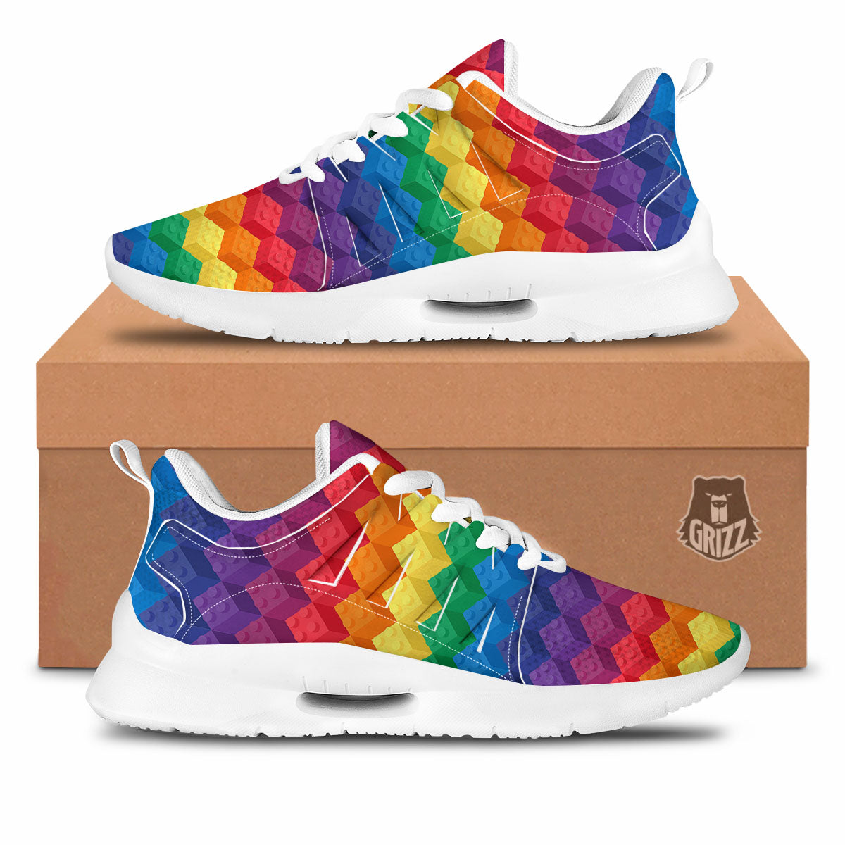 Plastic Blocks Building Print Pattern Tennis Shoes-grizzshop