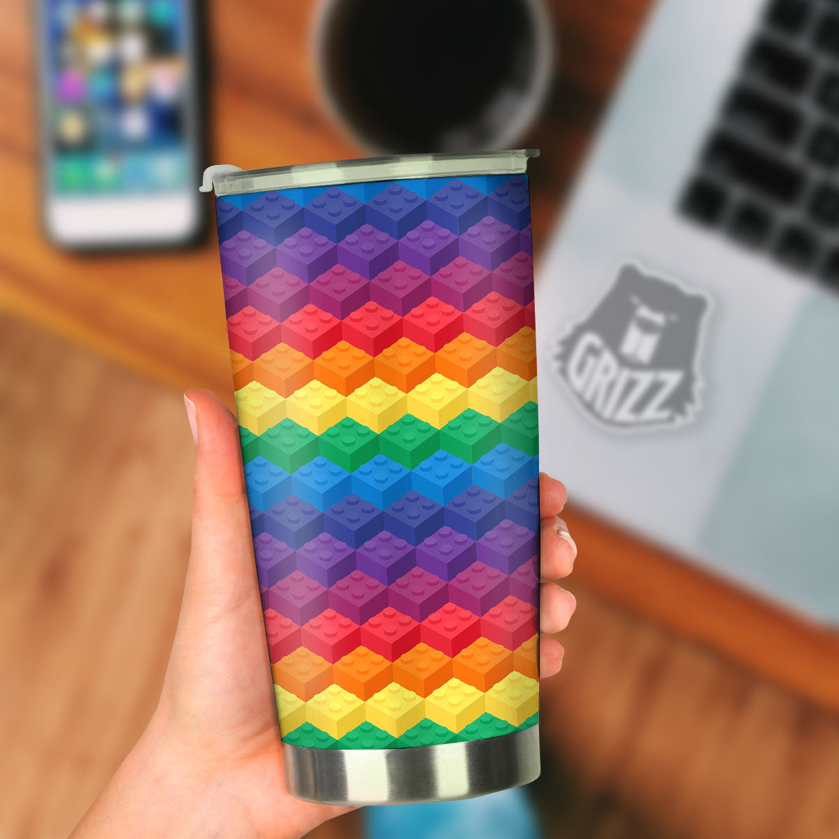 Plastic Blocks Building Print Pattern Tumbler-grizzshop