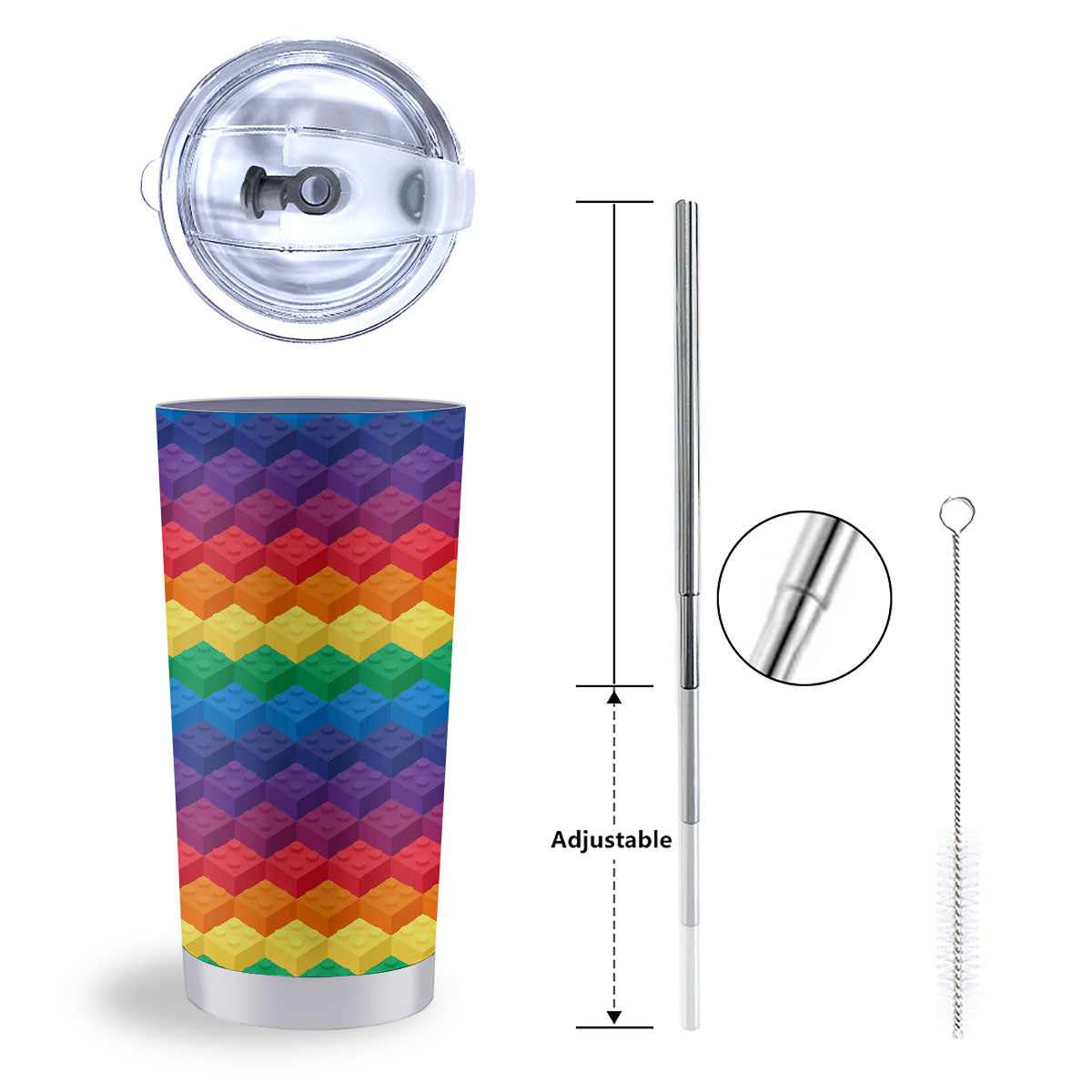 Plastic Blocks Building Print Pattern Tumbler-grizzshop