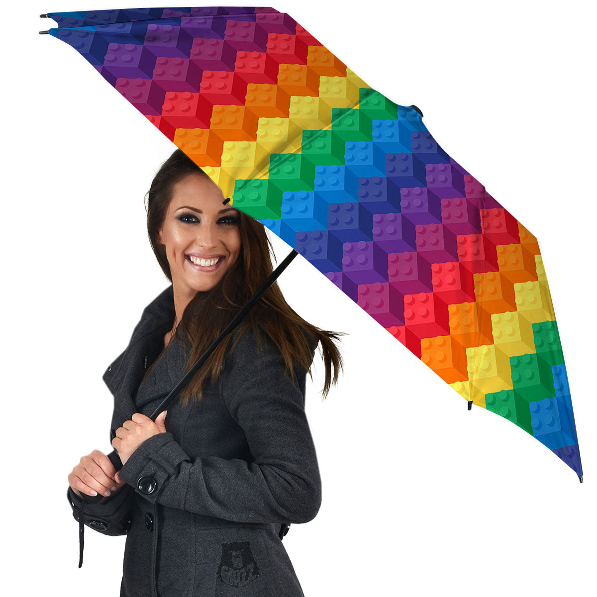 Plastic Blocks Building Print Pattern Umbrella-grizzshop