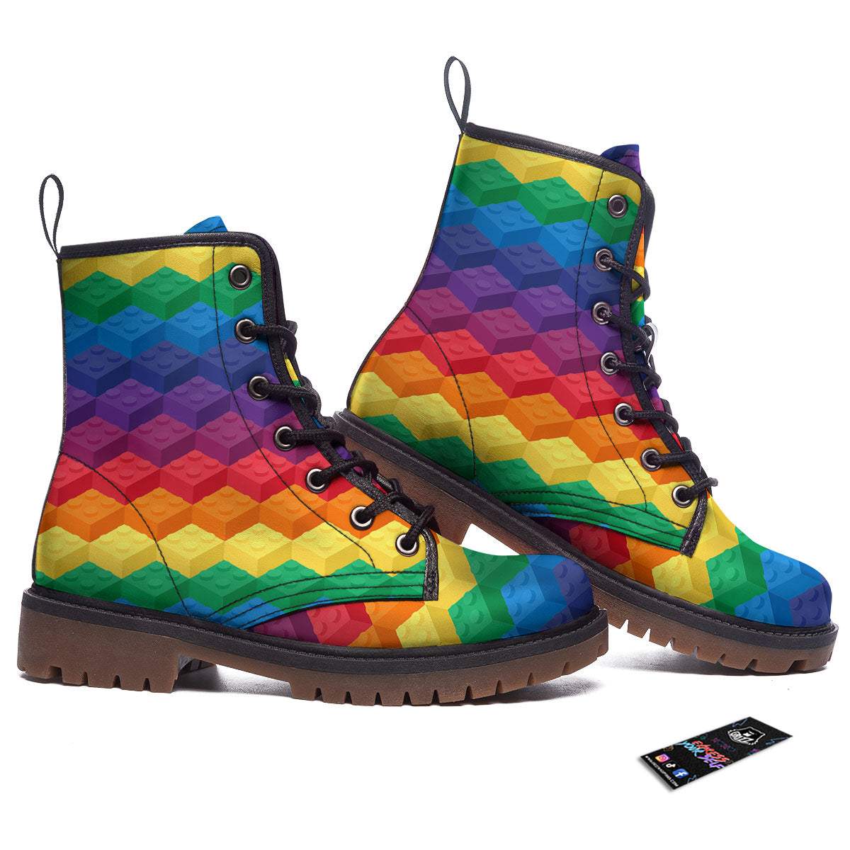 Plastic Blocks Building Print Pattern Work Boots-grizzshop