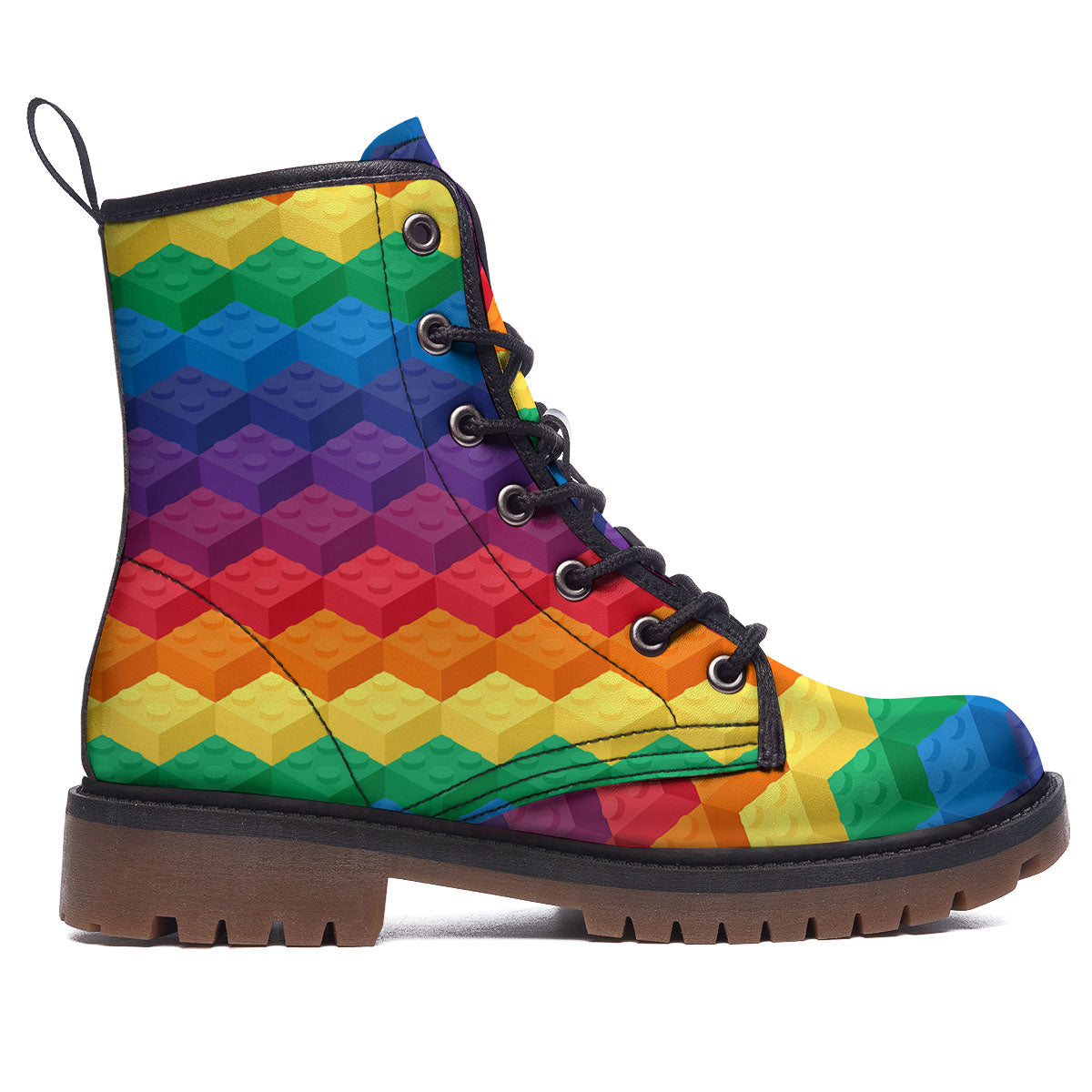 Plastic Blocks Building Print Pattern Work Boots-grizzshop