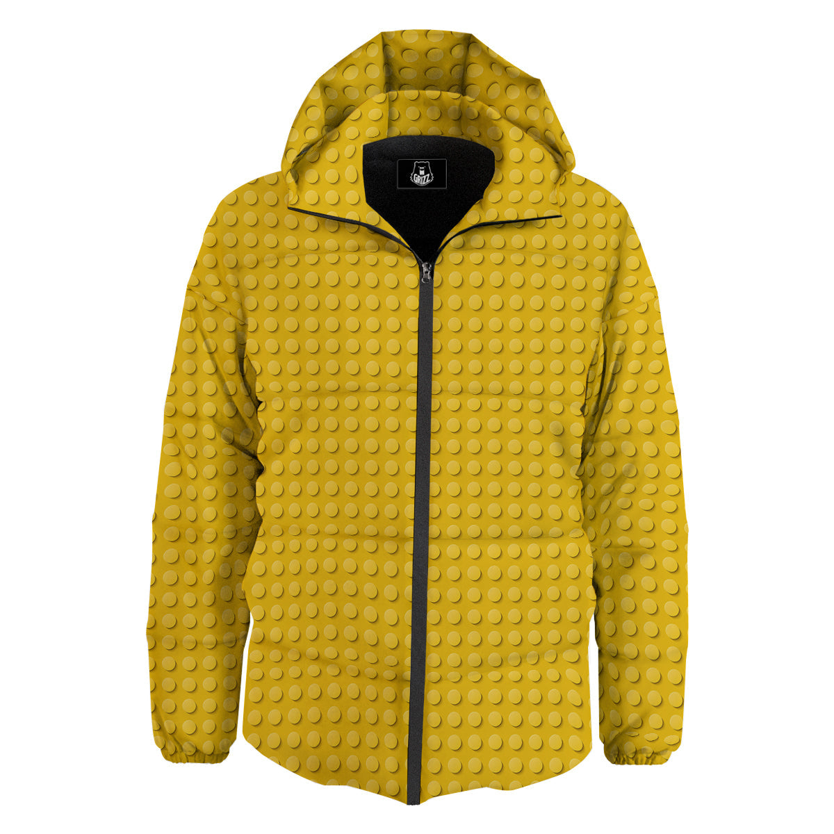 Plastic Building Blocks Yellow Print Pattern Down Jacket-grizzshop