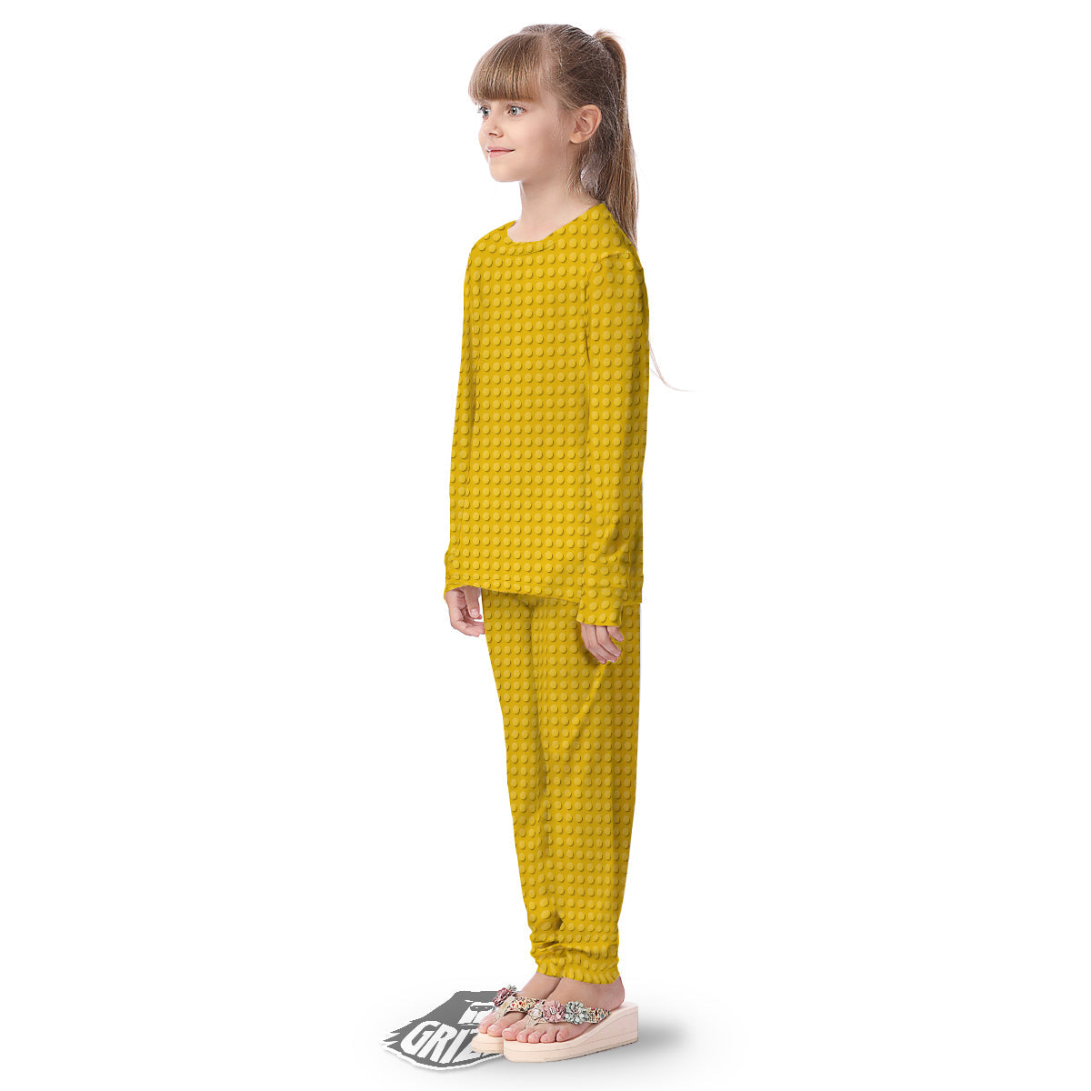 Plastic Building Blocks Yellow Print Pattern Kid's Pajamas-grizzshop