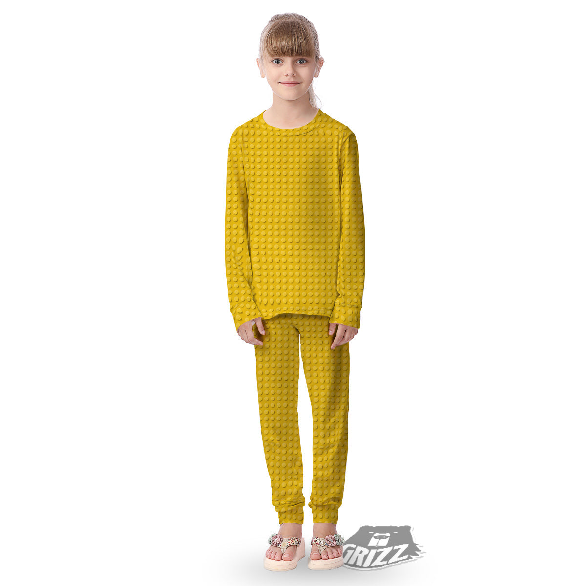 Plastic Building Blocks Yellow Print Pattern Kid's Pajamas-grizzshop