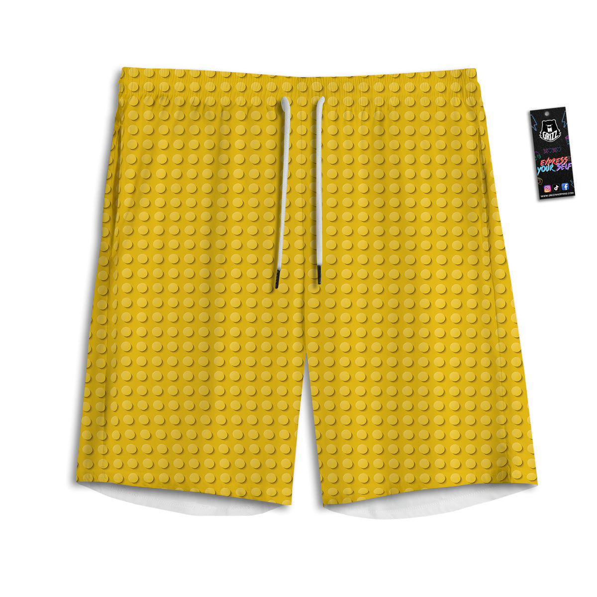 Plastic Building Blocks Yellow Print Pattern Men's Athletic Shorts