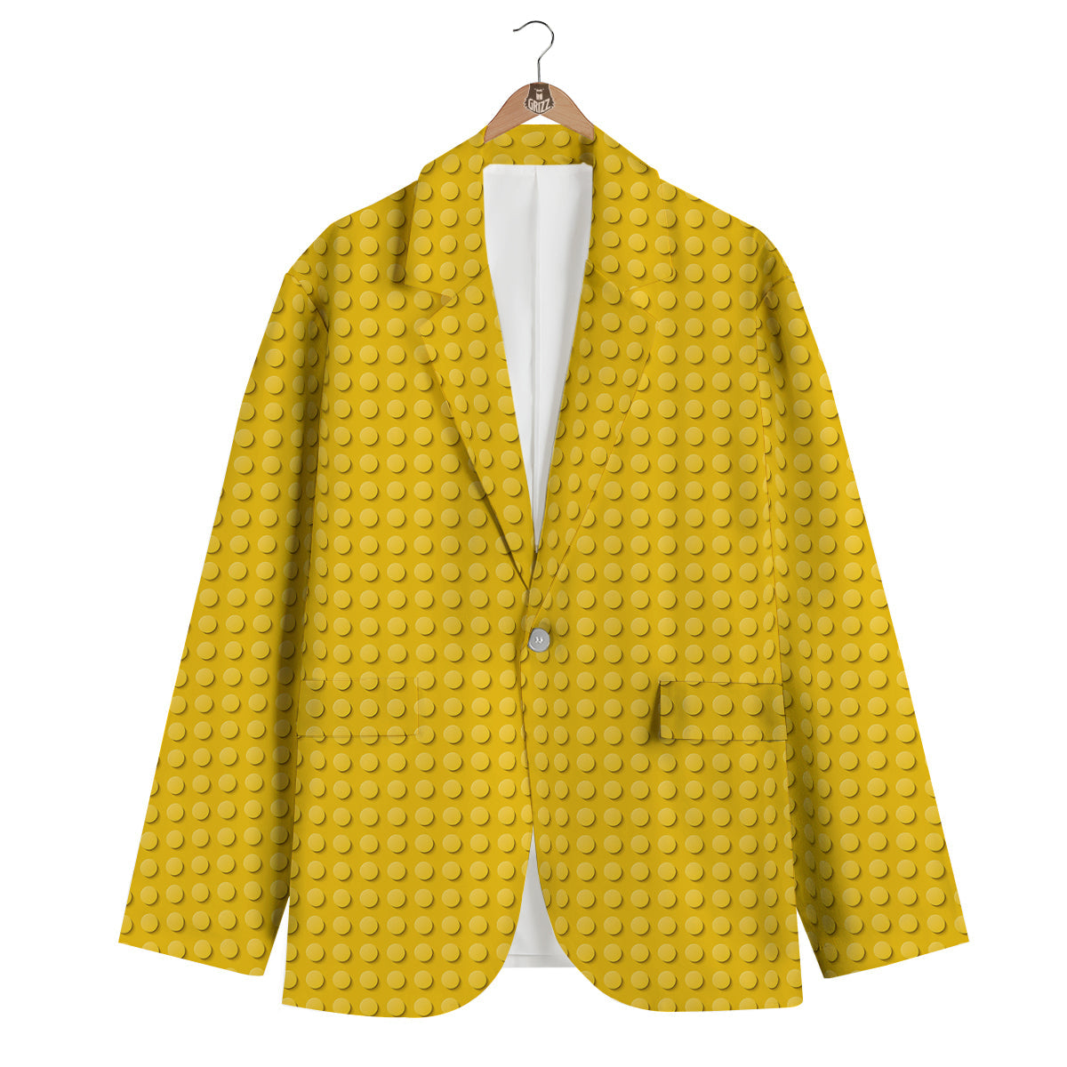 Plastic Building Blocks Yellow Print Pattern Men's Blazer-grizzshop