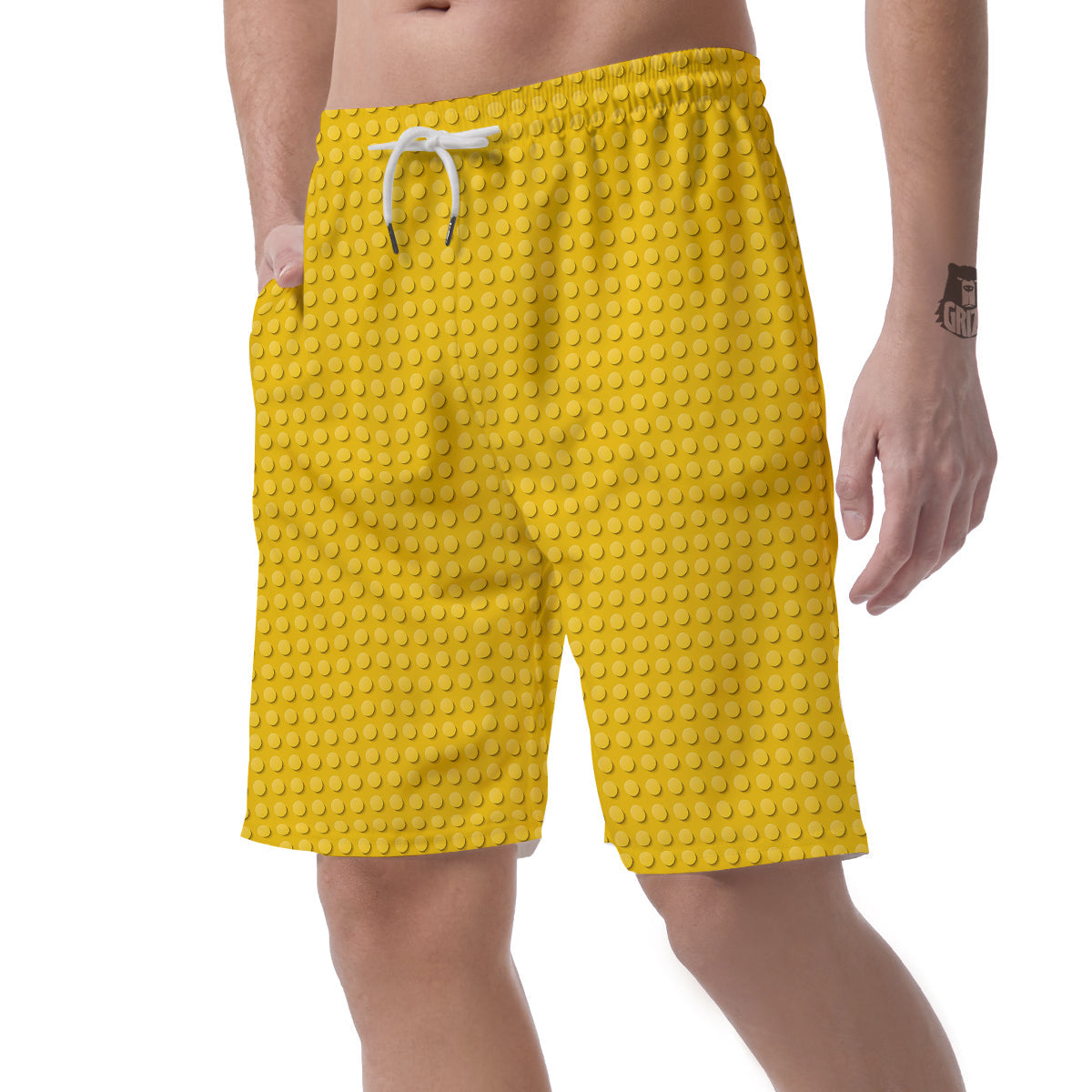 Plastic Building Blocks Yellow Print Pattern Men's Shorts-grizzshop