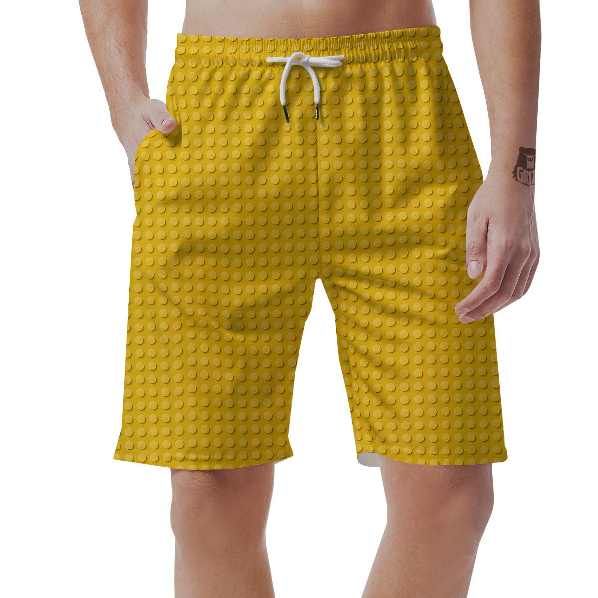 Plastic Building Blocks Yellow Print Pattern Men's Shorts-grizzshop