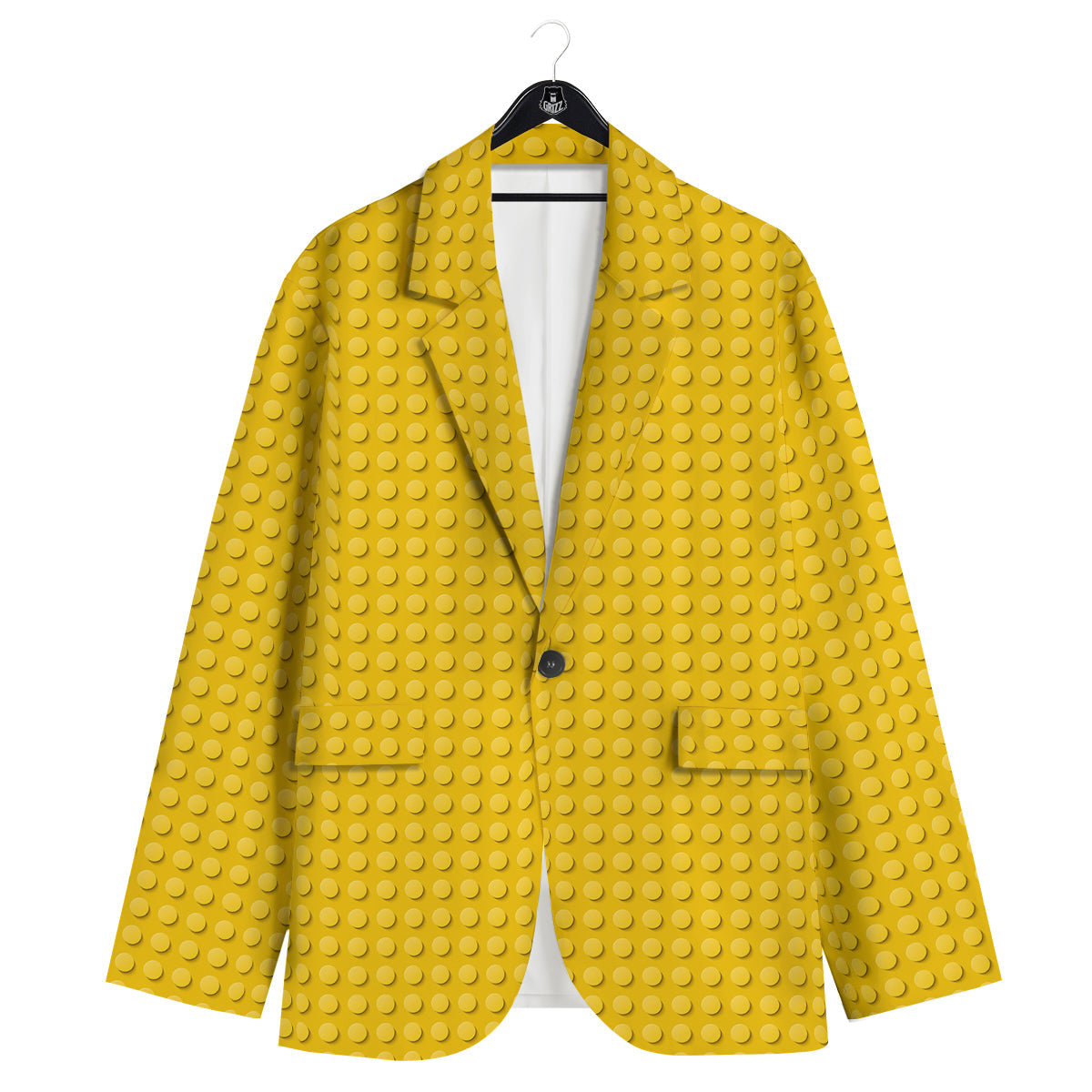 Plastic Building Blocks Yellow Print Pattern Men's Sport Coat-grizzshop