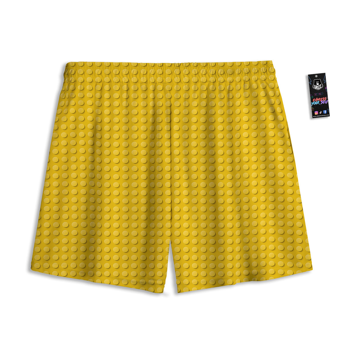 Plastic Building Blocks Yellow Print Pattern Mesh Shorts