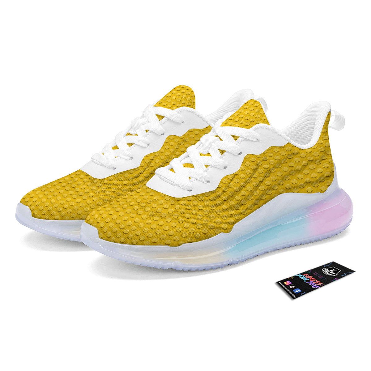 Plastic Building Blocks Yellow Print Pattern Running Sneakers-grizzshop