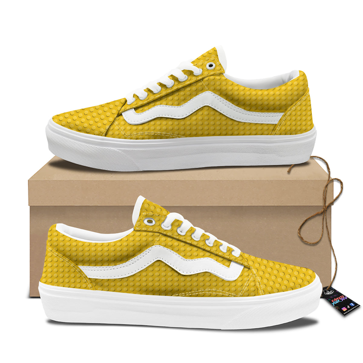 Plastic Building Blocks Yellow Print Pattern Skate Shoes-grizzshop