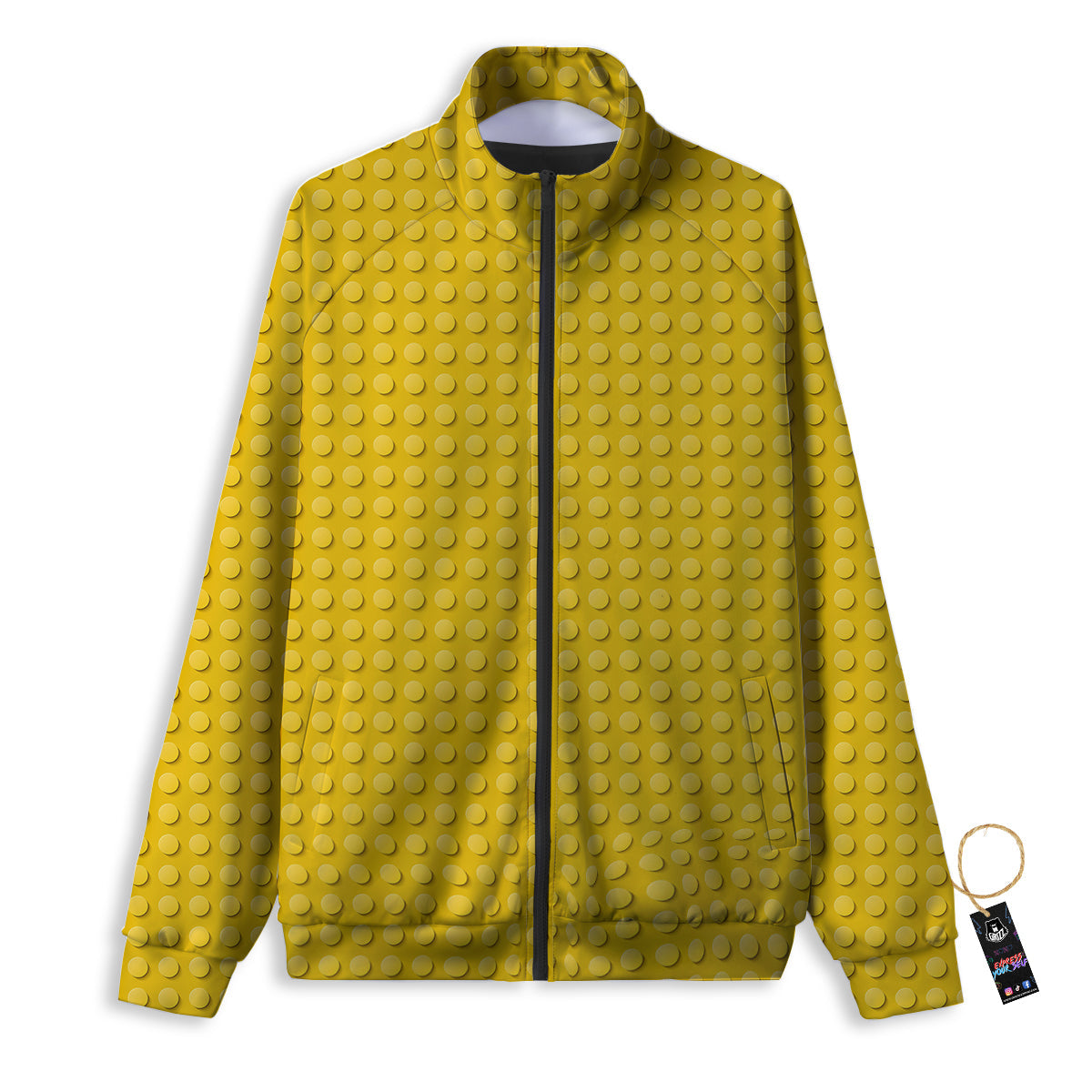 Plastic Building Blocks Yellow Print Pattern Track Jacket-grizzshop