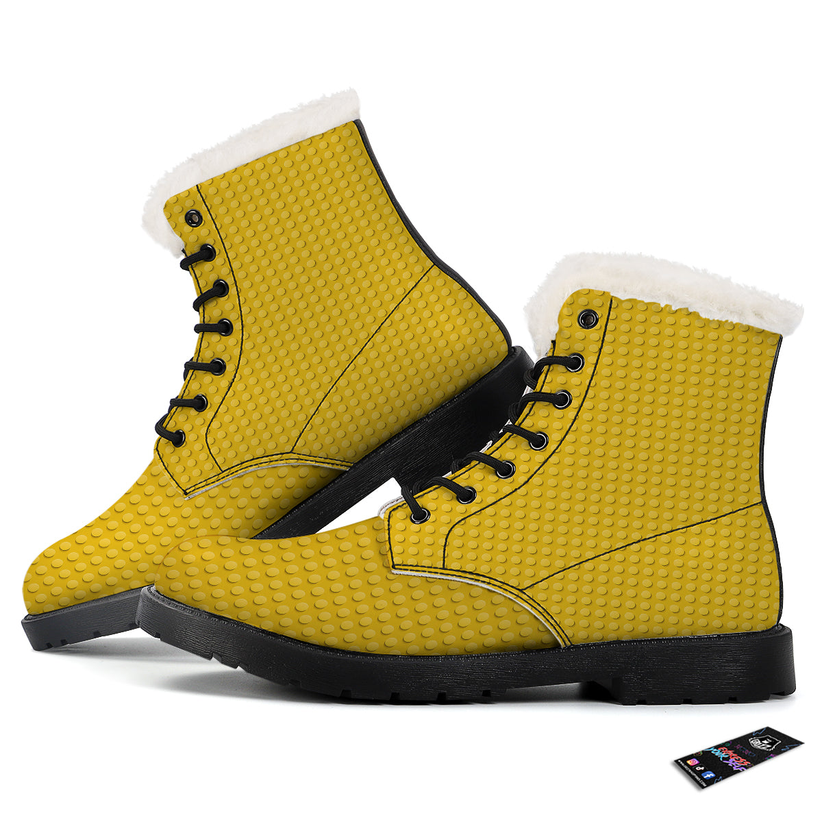 Plastic Building Blocks Yellow Print Pattern Winter Boots-grizzshop