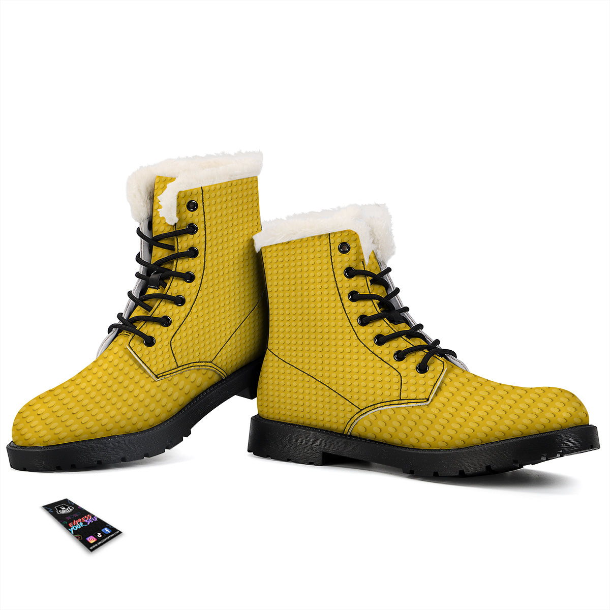 Plastic Building Blocks Yellow Print Pattern Winter Boots-grizzshop