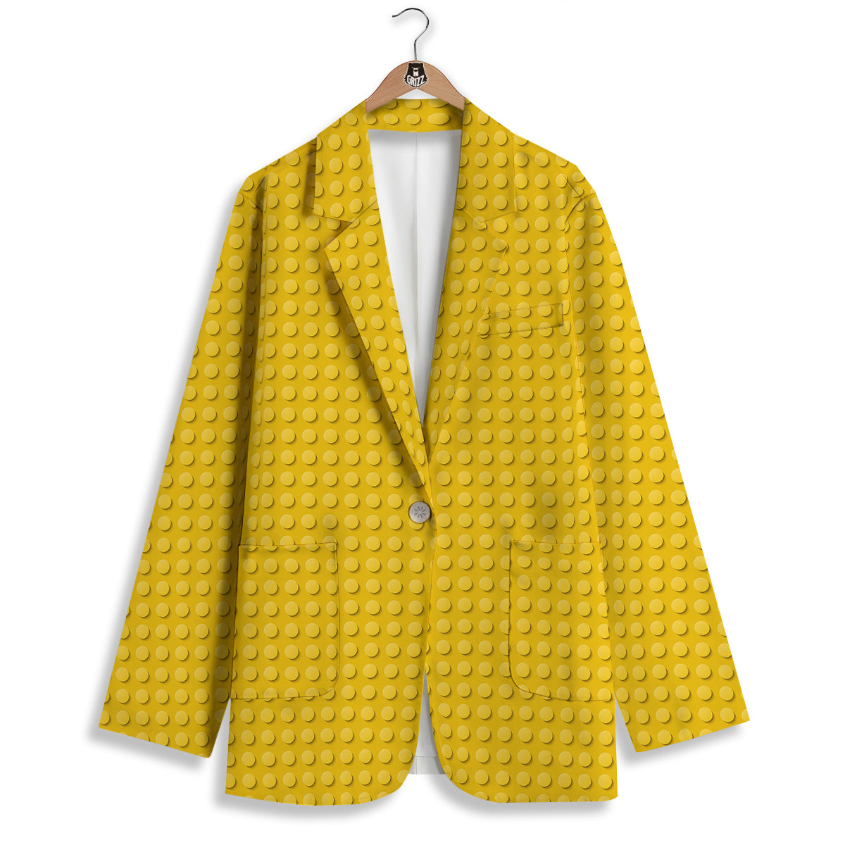 Plastic Building Blocks Yellow Print Pattern Women's Blazer-grizzshop