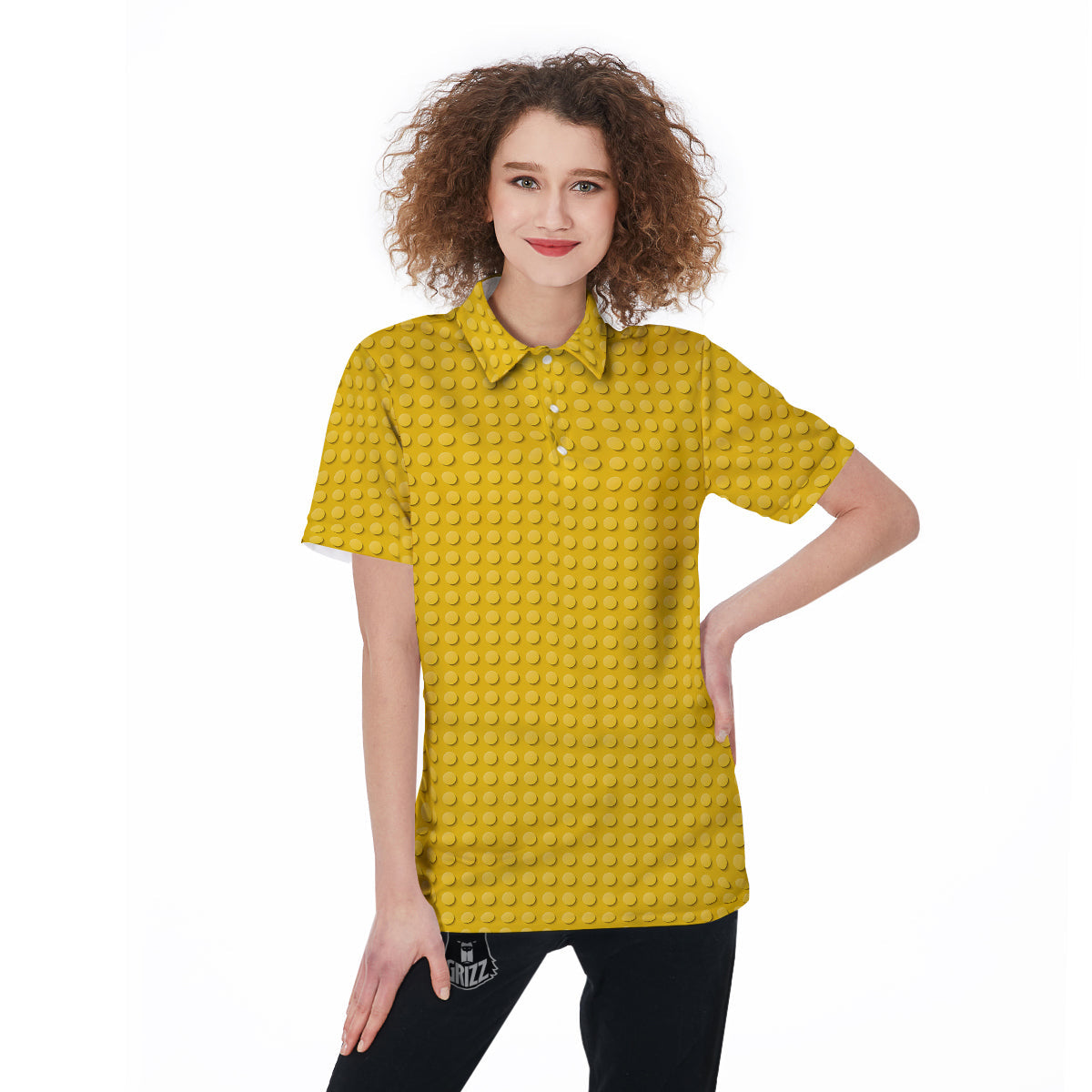 Plastic Building Blocks Yellow Print Pattern Women's Golf Shirts-grizzshop