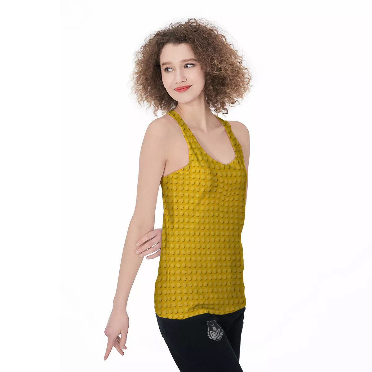 Plastic Building Blocks Yellow Print Pattern Women's Racerback Tank Top-grizzshop
