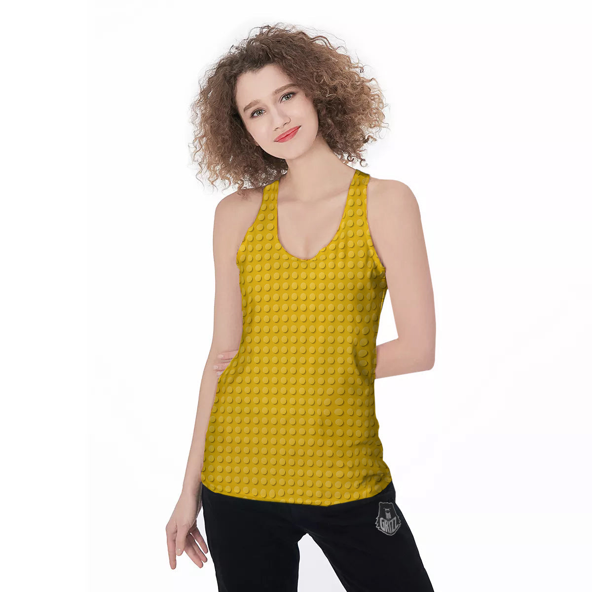 Plastic Building Blocks Yellow Print Pattern Women's Racerback Tank Top-grizzshop