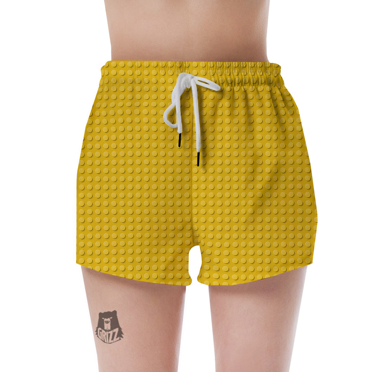 Plastic Building Blocks Yellow Print Pattern Women's Shorts-grizzshop