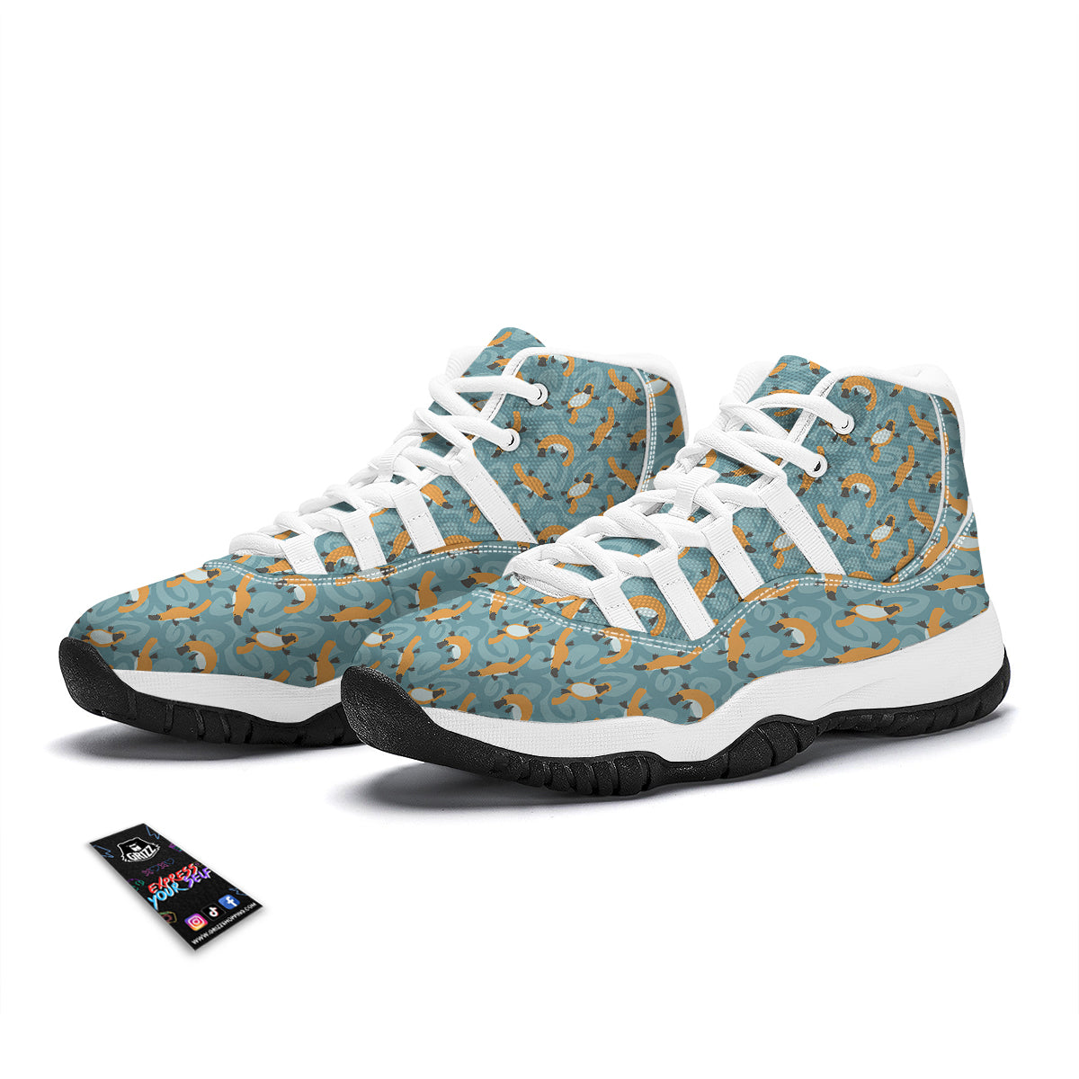 Platypus Funny Print Pattern White Bball Shoes-grizzshop