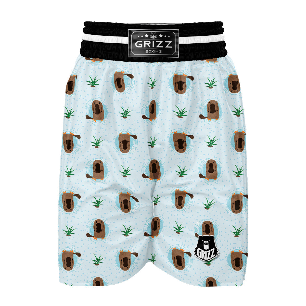 Platypus Hand Drawn Blue Print Pattern Boxing Shorts-grizzshop