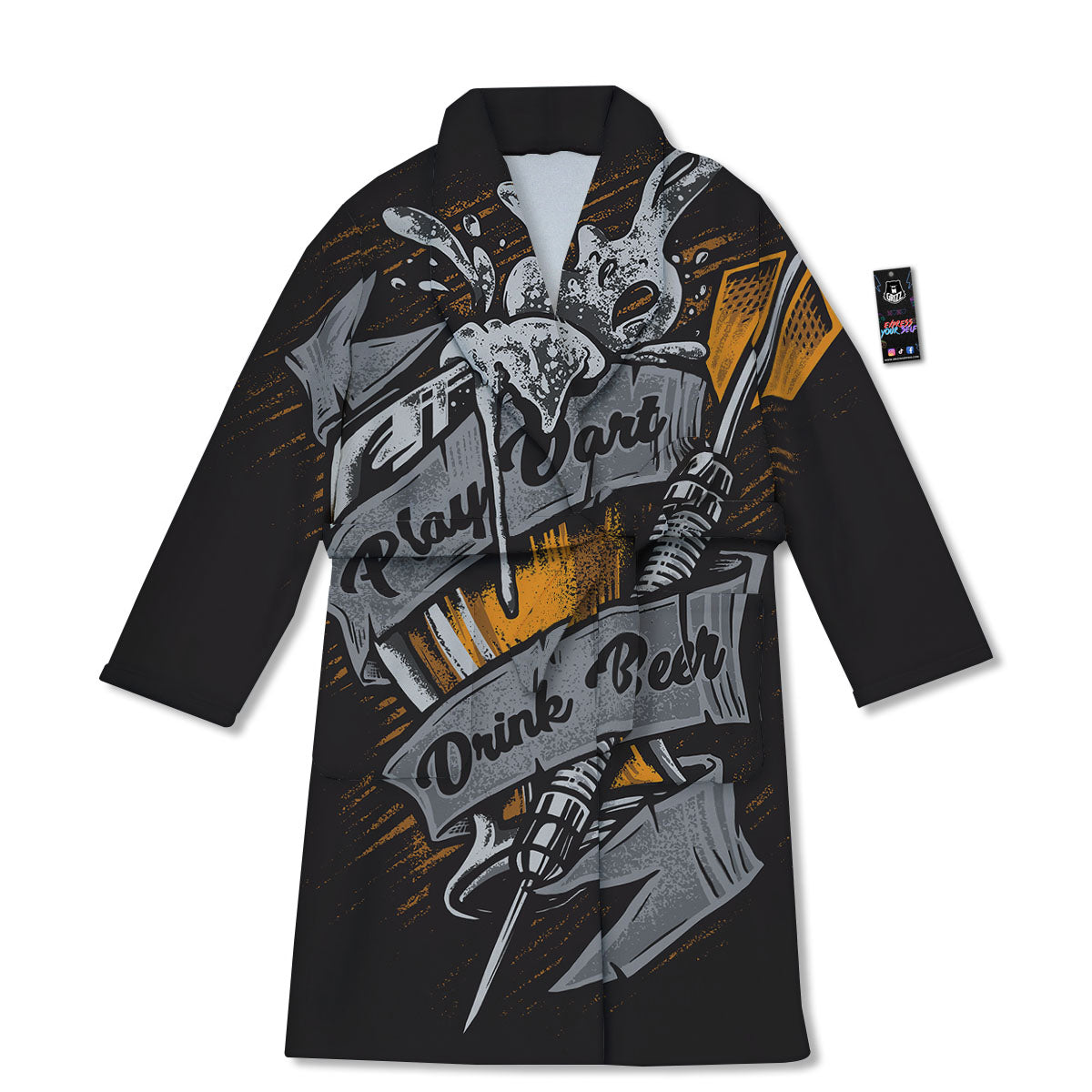 Play Dart Drink Beer Print Bathrobe-grizzshop