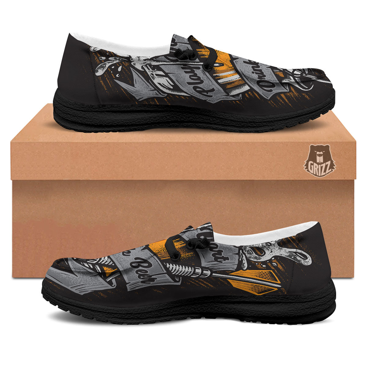 Play Dart Drink Beer Print Black Loafers-grizzshop