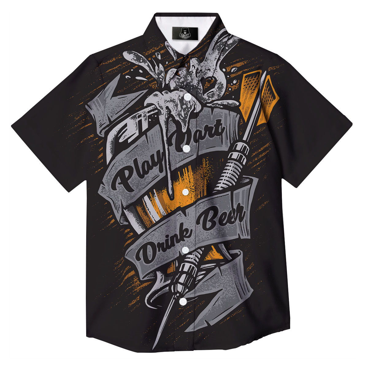 Play Dart Drink Beer Print Button Up Shirt-grizzshop