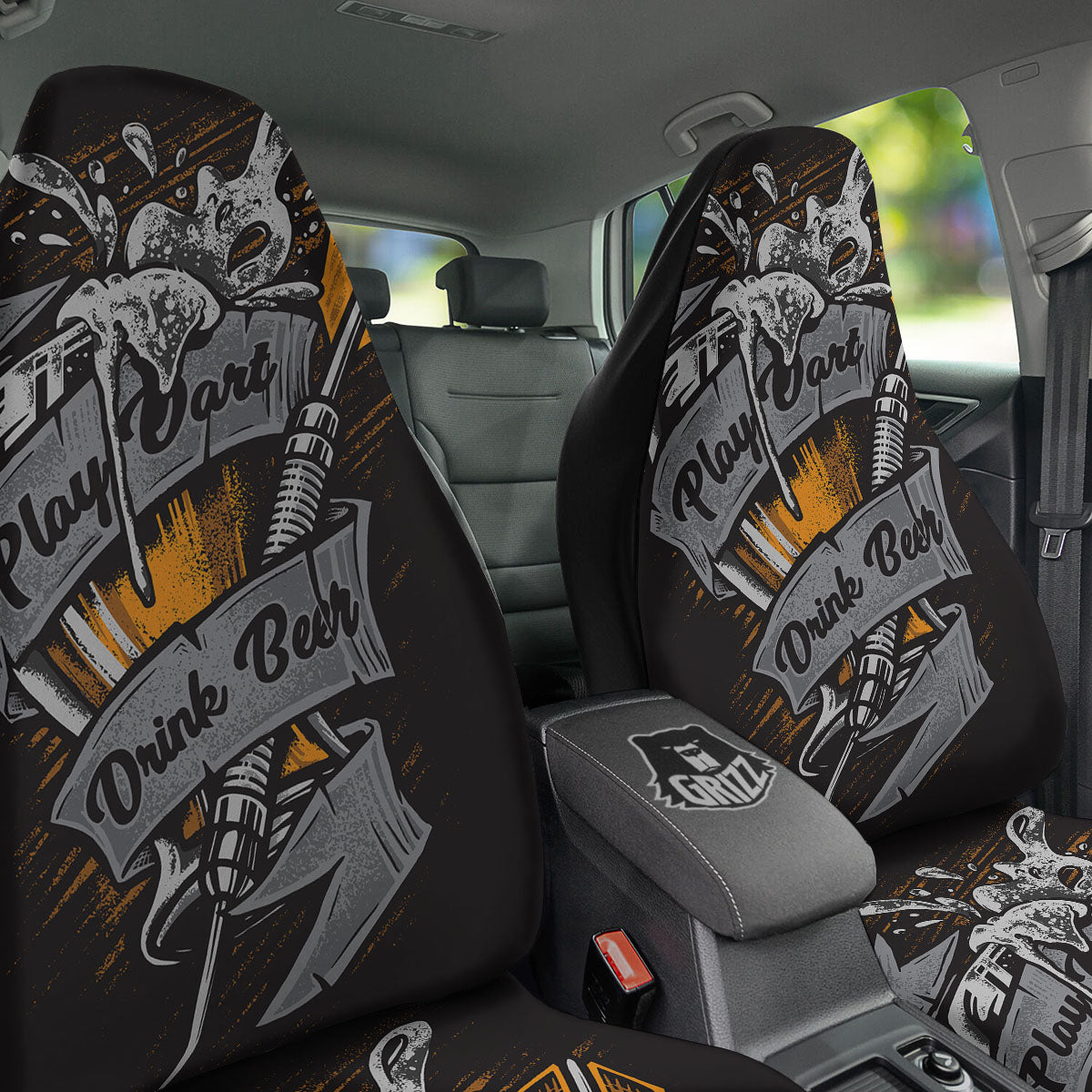 Play Dart Drink Beer Print Car Seat Covers-grizzshop