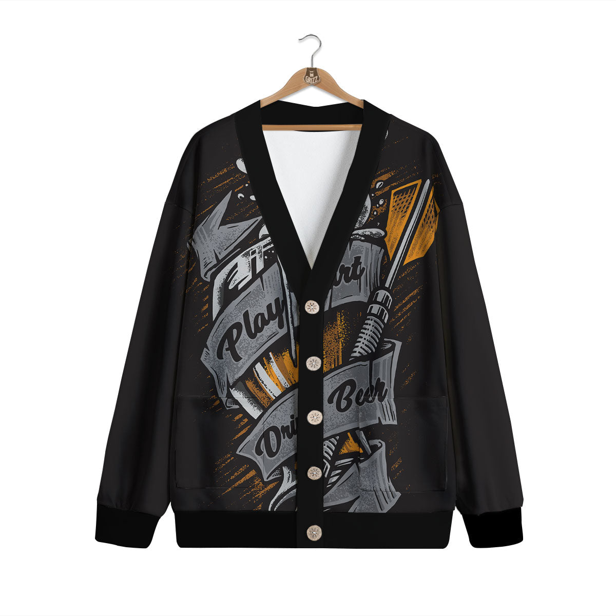 Play Dart Drink Beer Print Cardigan-grizzshop