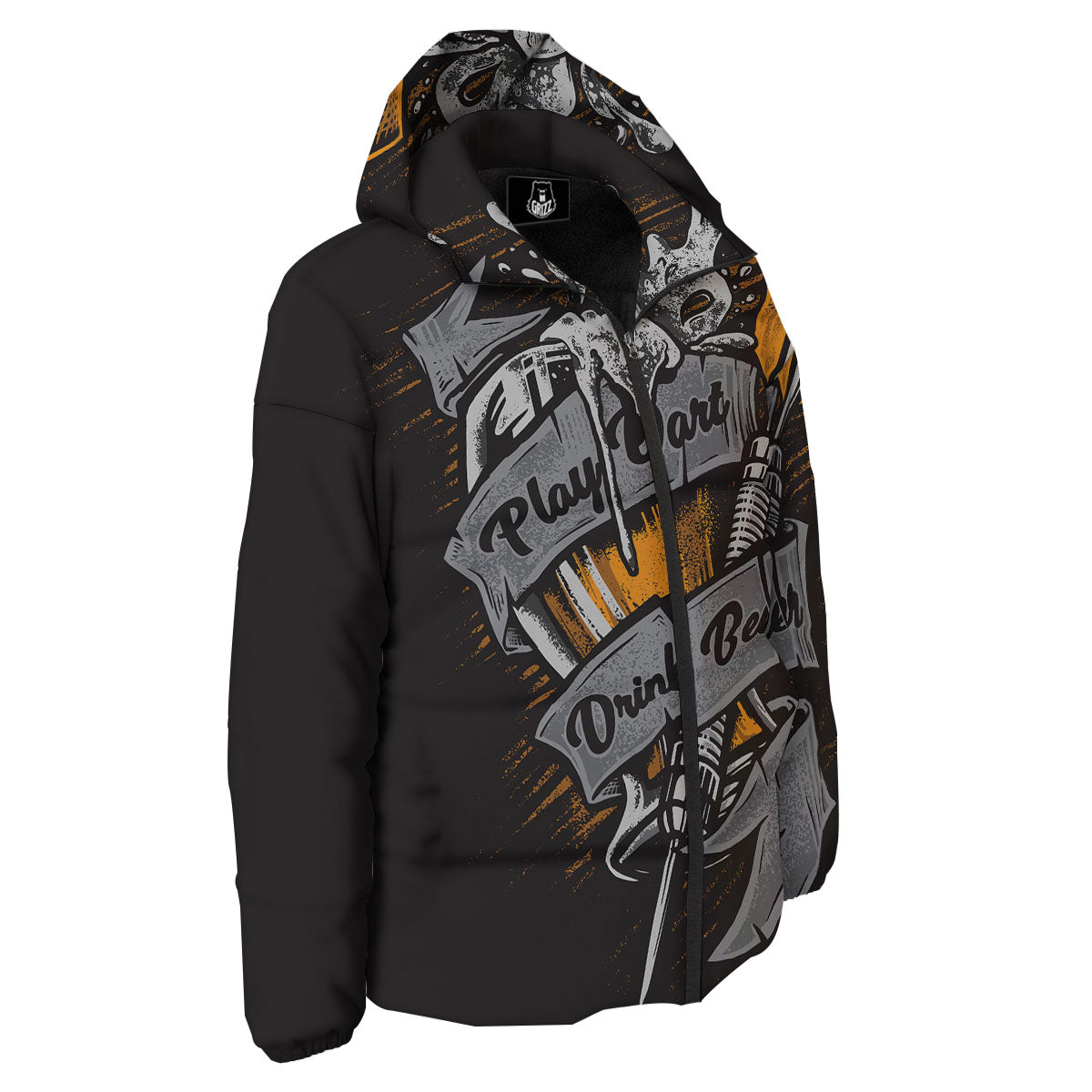 Play Dart Drink Beer Print Down Jacket-grizzshop