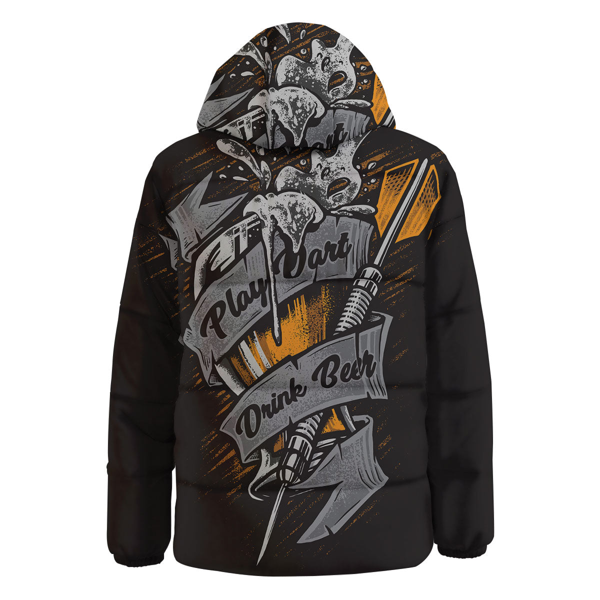 Play Dart Drink Beer Print Down Jacket-grizzshop
