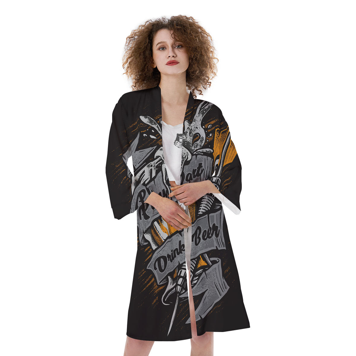 Play Dart Drink Beer Print Kimono-grizzshop