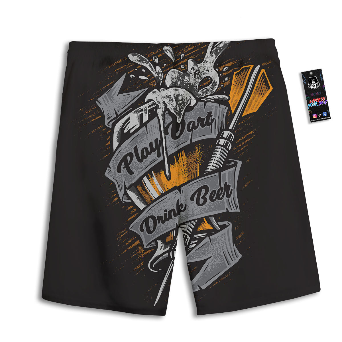 Play Dart Drink Beer Print Men's Athletic Shorts