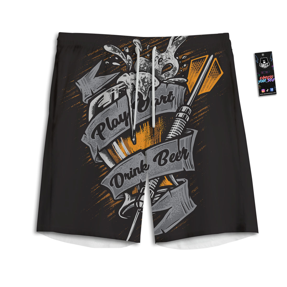 Play Dart Drink Beer Print Men's Athletic Shorts