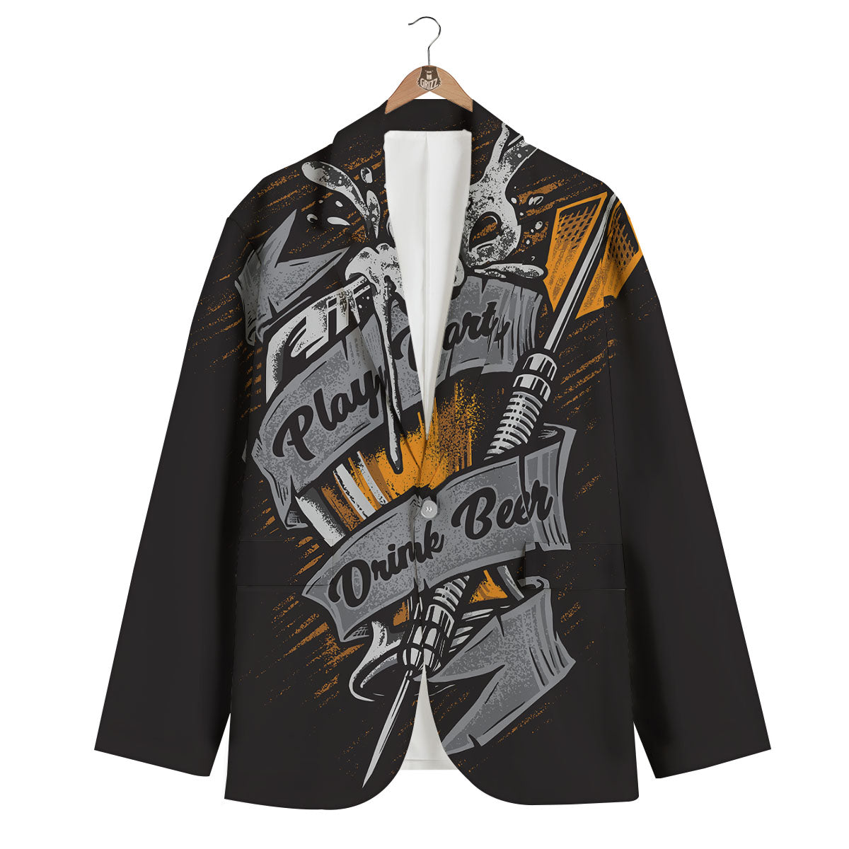 Play Dart Drink Beer Print Men's Blazer-grizzshop