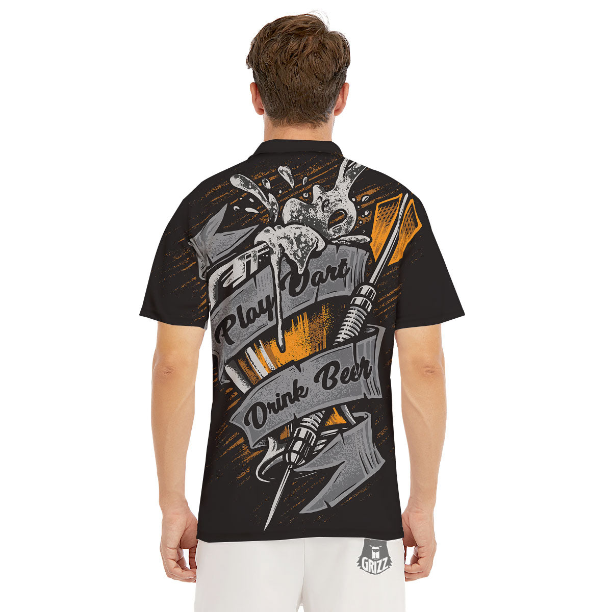 Play Dart Drink Beer Print Men's Golf Shirts-grizzshop