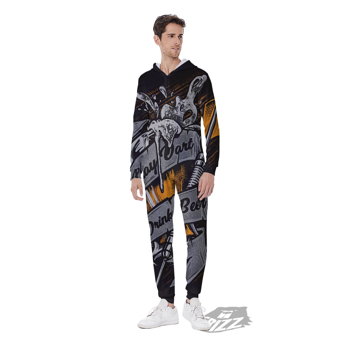 Play Dart Drink Beer Print Men's Jumpsuit-grizzshop