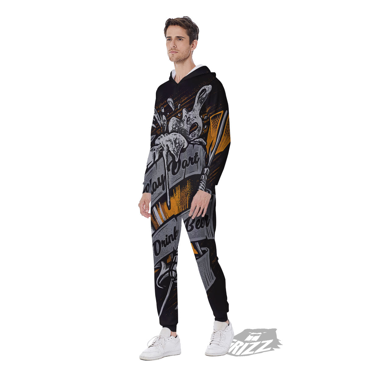 Play Dart Drink Beer Print Men's Jumpsuit-grizzshop