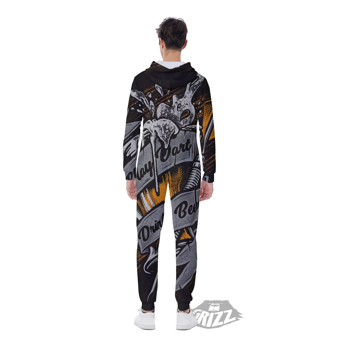 Play Dart Drink Beer Print Men's Jumpsuit-grizzshop