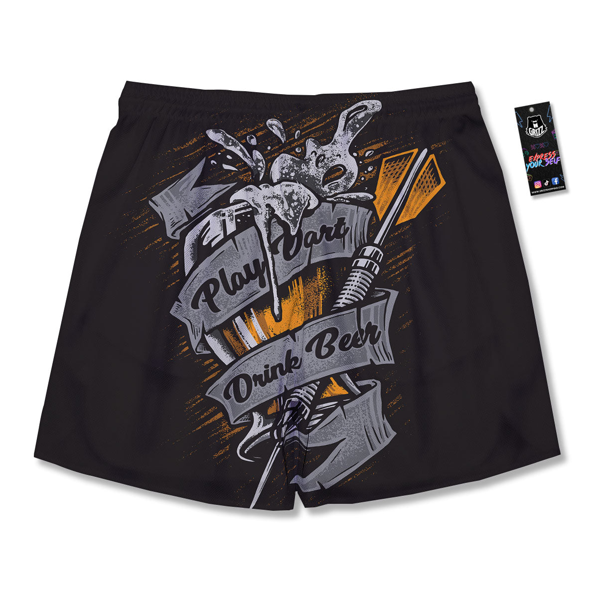 Play Dart Drink Beer Print Men's Running Shorts-grizzshop